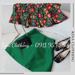 Set chân váy chữ A và áo trễ vai họa tiết hoa nhí nữ B09