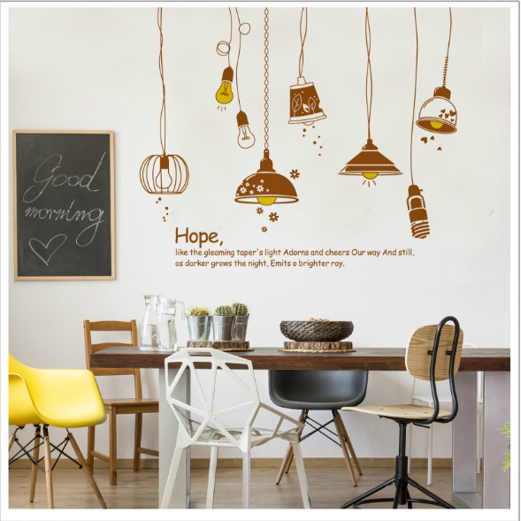 Decal trang trí bóng đèn dây Vintage ( 8 bóng mờ )