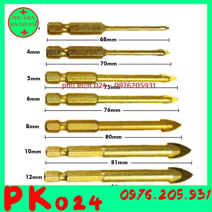Bộ 7 Mũi Khoan Tam Giác Mạ Titan Khoan Tường - Thủy Tinh - Bê Tông Đa Chức Năng từ 3-12mm