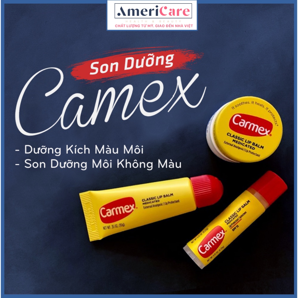 Son dưỡng CARMEX americarevn - đủ loại ( DƯỠNG KÍCH MÀU MÔI, Son Dưỡng Môi Không Màu, Chống Nắng- Bill Mỹ/ CHÍNH HÃNG)