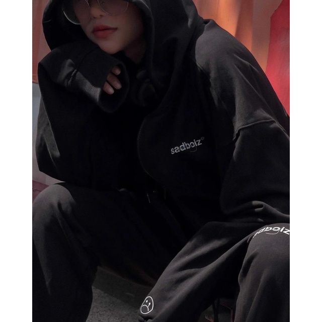 Hoodie zipper sadboiz lowkey 2 màu