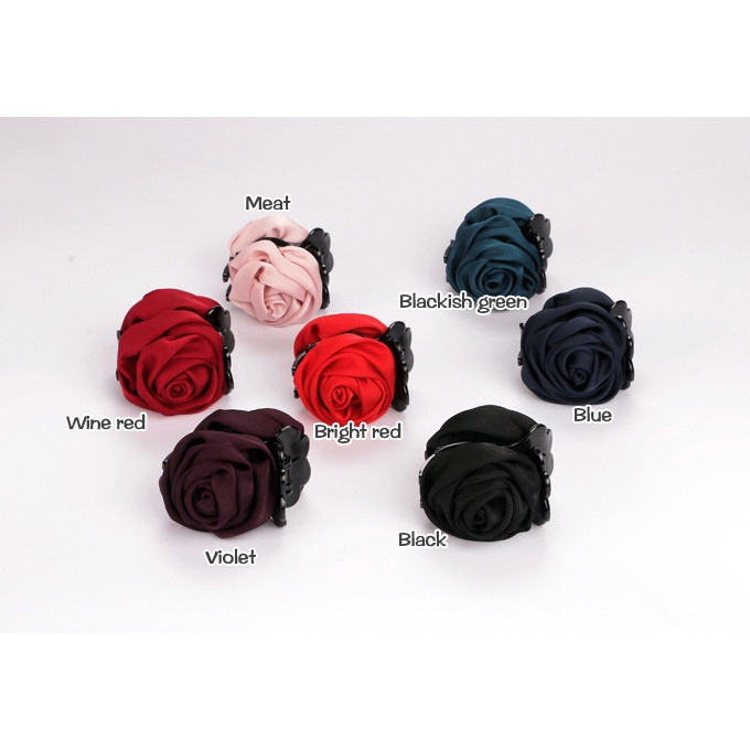 Kẹp Tóc Vải Hàn Quốc Bông Hoa Hồng handmade cao cấp - Kẹp tóc bé gái đuôi ngựa hot trend - Phụ kiện thời trang