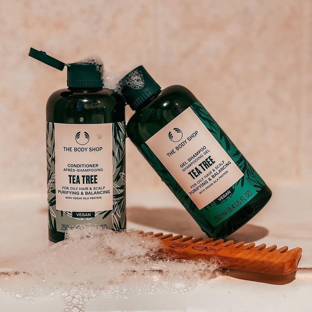 The Body Shop Tea Tree Purifying And Balancing Gel Shampoo – Dầu Dội Tràm Trà Cho Tóc Dầu 250ml