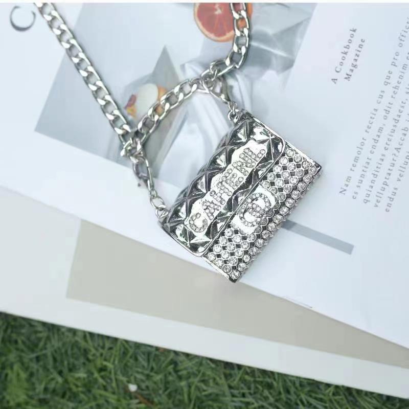 Túi Đeo Hông Mini Đính Đá Phối Dây Xích Kim Loại Thời Trang Sang Trọng Cho Nữ