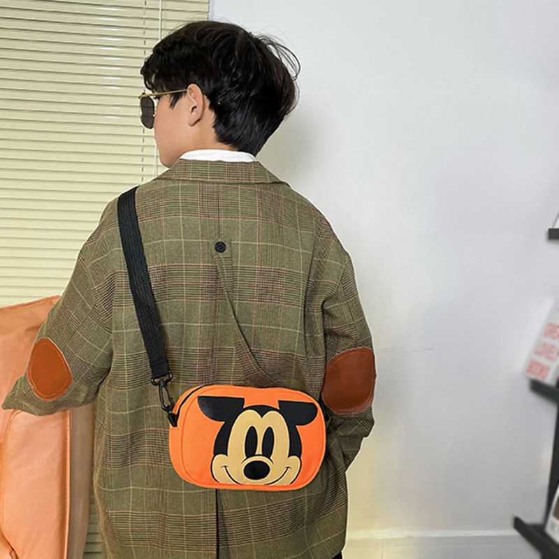 Túi Đeo Chéo Vải Canvas Mini Hình Chuột Mickey Dễ Thương Cho Bé