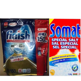 Combo viên rửa bát finish 150 tabs Viên rửa bát nhập khẩu chuyền dùng cho máy rửa bát+ tặng muối rửa