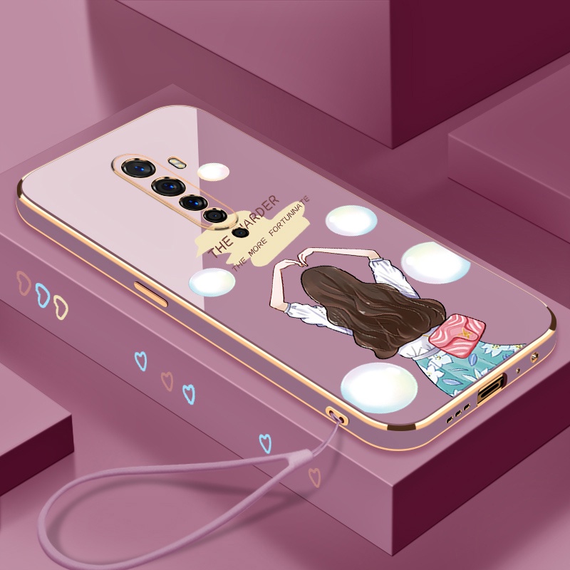Ốp Điện Thoại Silicon Mềm Hình Nhân Vật Hoạt Hình Có Dây Đeo Cho oppo reno2 f reno 2 reno