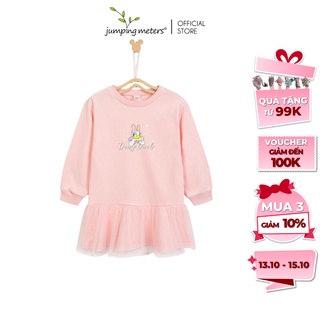 Váy đầm bé gái ren xòe công chúa nỉ hồng NB2 Jumping Meters cao cấp