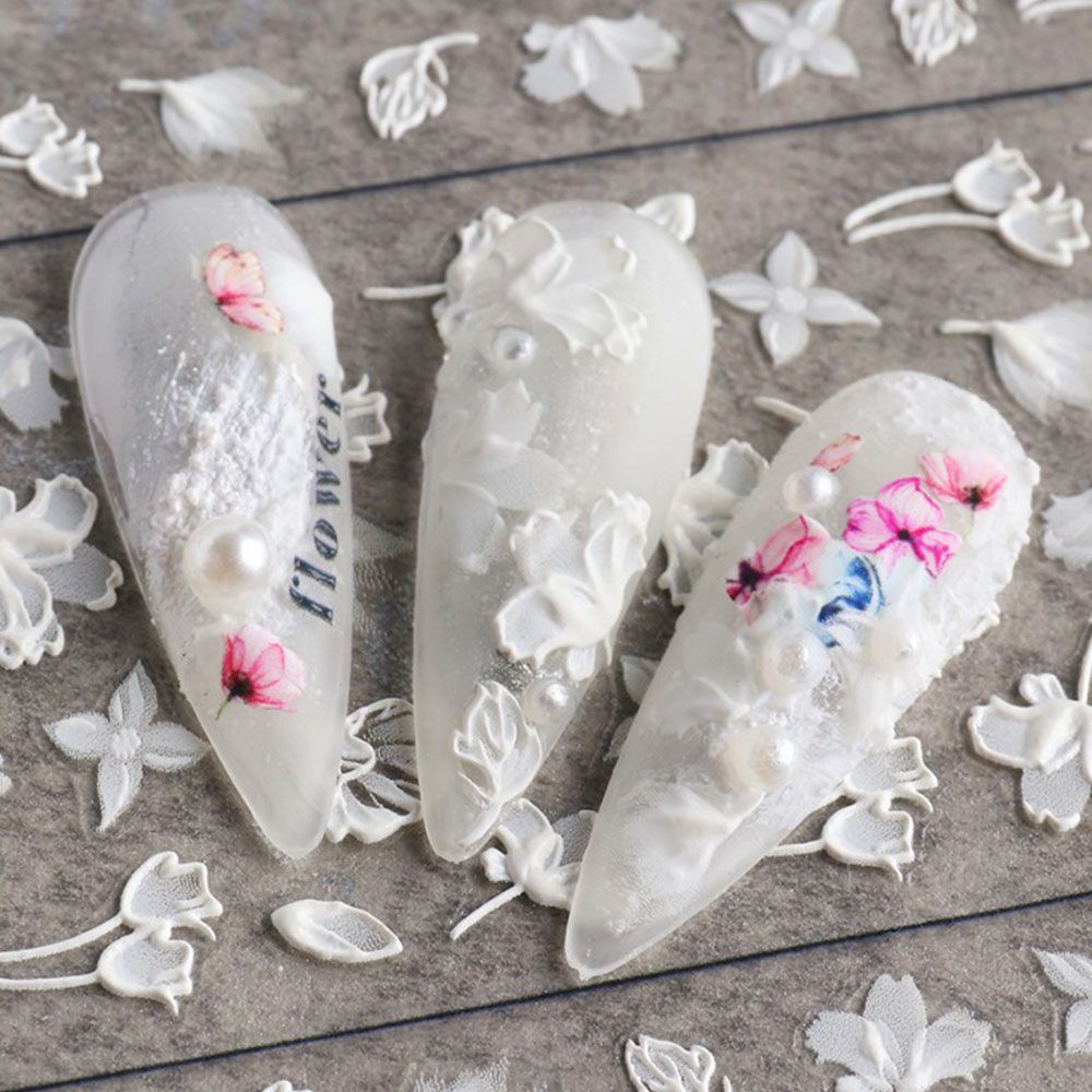 Miếng Dán Trang Trí Móng Tay Hình Hoa Và Bướm 5D Diy Thời Trang