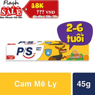 Kem đánh răng trẻ em p/s cho bé 2-6 tuổi - cam mê ly - tuýp 45g