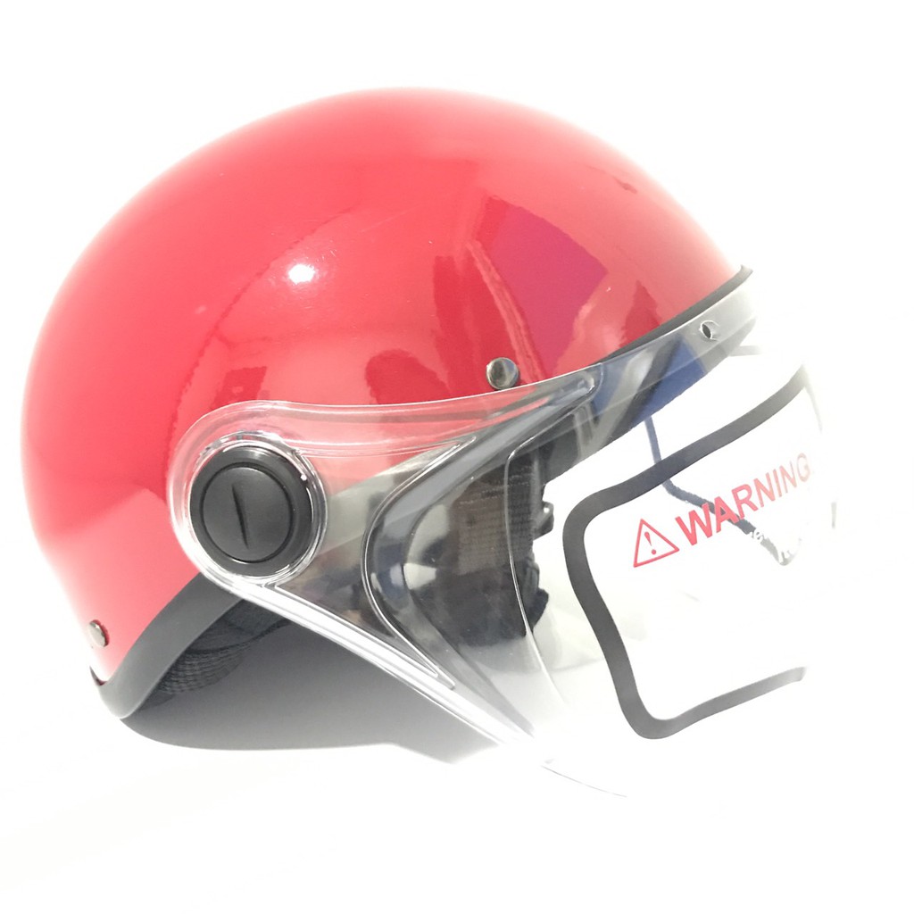 Mũ bảo hiểm nửa đầu - Kính trắng - Amby helmet - Đỏ bóng - Vòng đầu 56-58cm