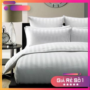 Vỏ chăn cotton trắng sọc cho khách sạn .nhà nghĩ 1m8 và 2m2.