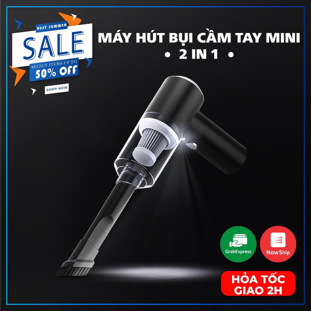 Máy hút bụi mini cầm tay sạc điện siêu mạnh dùng trên ô tô và gia đình