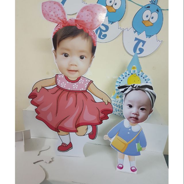 Chibi cỡ to, cao tầm 35-40cm, chibi sinh nhật thiết kế riêng theo ảnh mỗi bé, trang trí sinh nhật cho bé