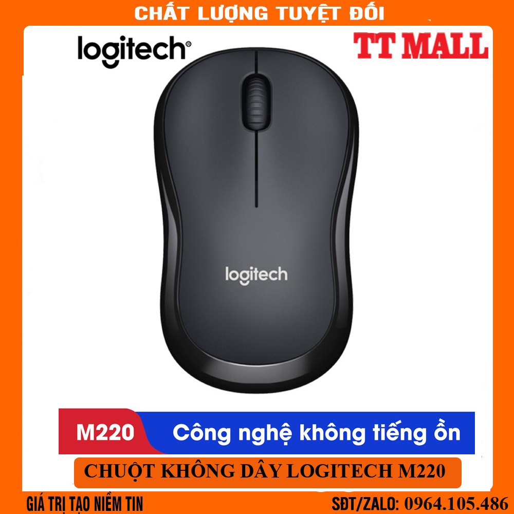 Chuột Không Dây Logitech M220 Không Tiếng Động- Có Công Tắc On/Off - Độ Nhạy Cao -Bảo Hành 1 năm -Tặng kèm bàn di chuột