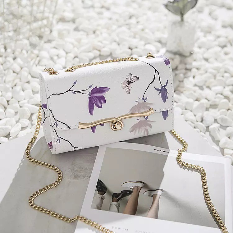 Túi Đeo Chéo Họa Tiết Giản Đơn Thanh Lịch Hoa Tím T29