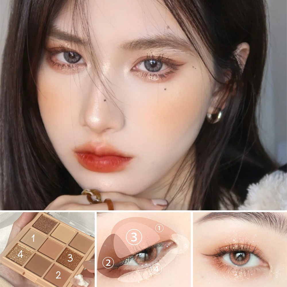 [Hàng mới về] Bảng phấn trang điểm mắt ánh nhũ ngọc trai lấp lánh lâu trôi chống thấm nước tỏa sáng dành cho làm đẹp