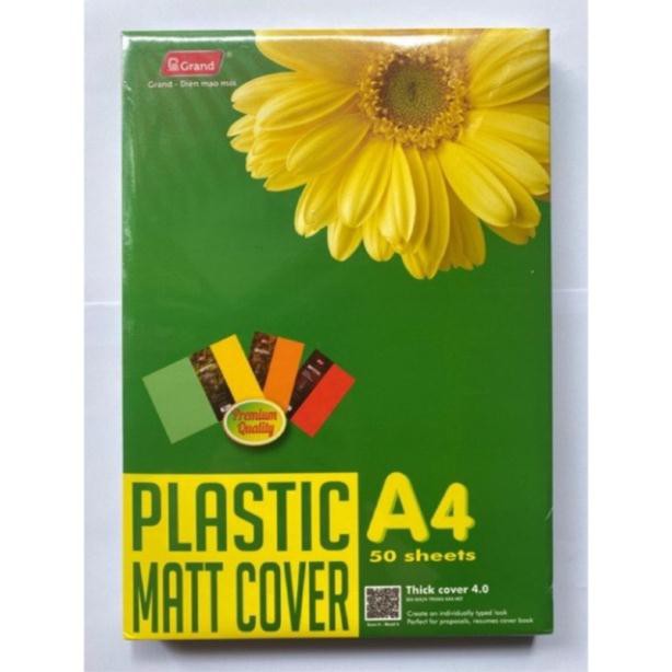 5 tờ Bìa kiếng sần mờ 0,4mm dùng đóng sách A4 Plastic cover Pgrand