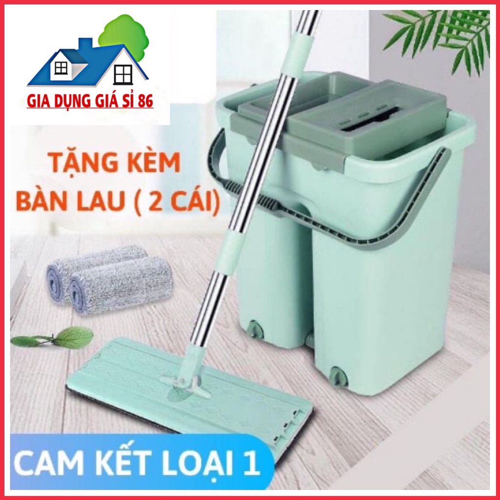 BỘ LAU NHÀ XOAY CAO CẤP, HAI BÔNG, MĂM HÌNH CHỮ NHẬT CỰC SẠCH