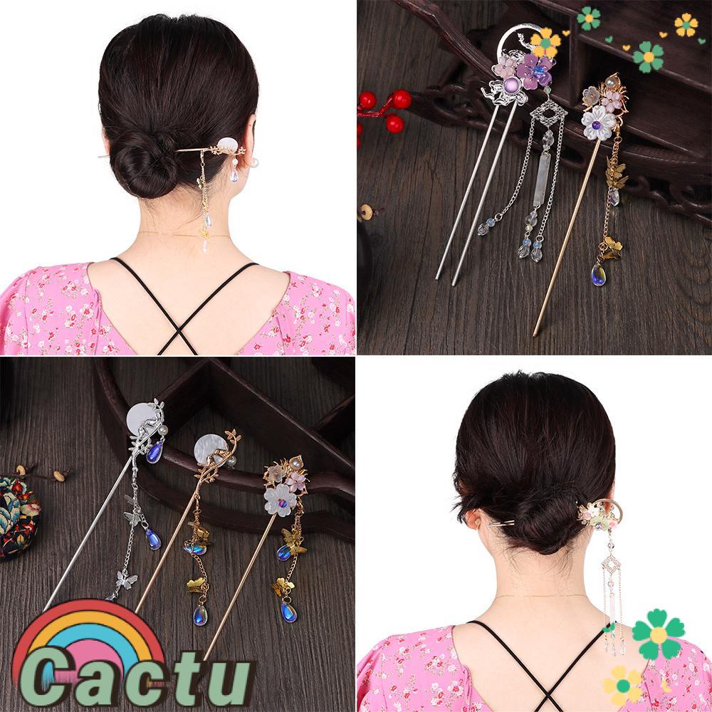 Trâm Cài Tóc Đính Ngọc Trai Phối Tua Rua Phong Cách Cổ Điển Thời Trang Cho Nữ