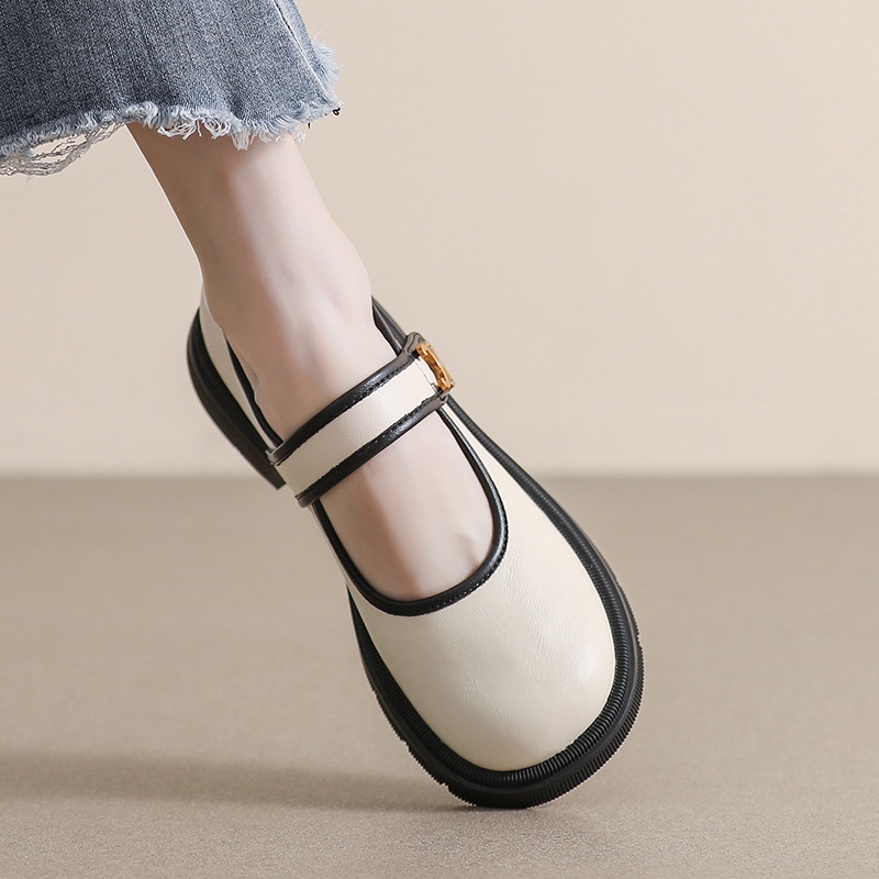 Giày Búp Bê Da Mũi Tròn Đế Dày Mềm Mại Phong Cách Anh Quốc Cổ Điển Size 34-42 Cho Nữ