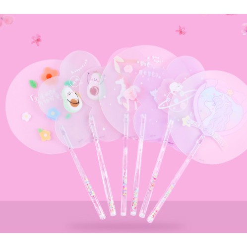 Quạt hologram quạt kim tuyến Q13 quạt cute quạt dễ thương dứa anh đào chó