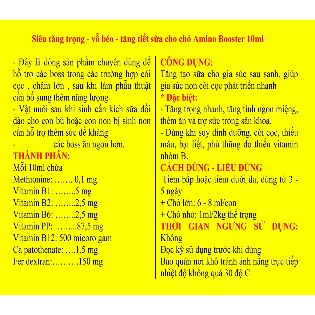 3 lọ 10ml Siêu vỗ béo chó, mèo Amino Booster