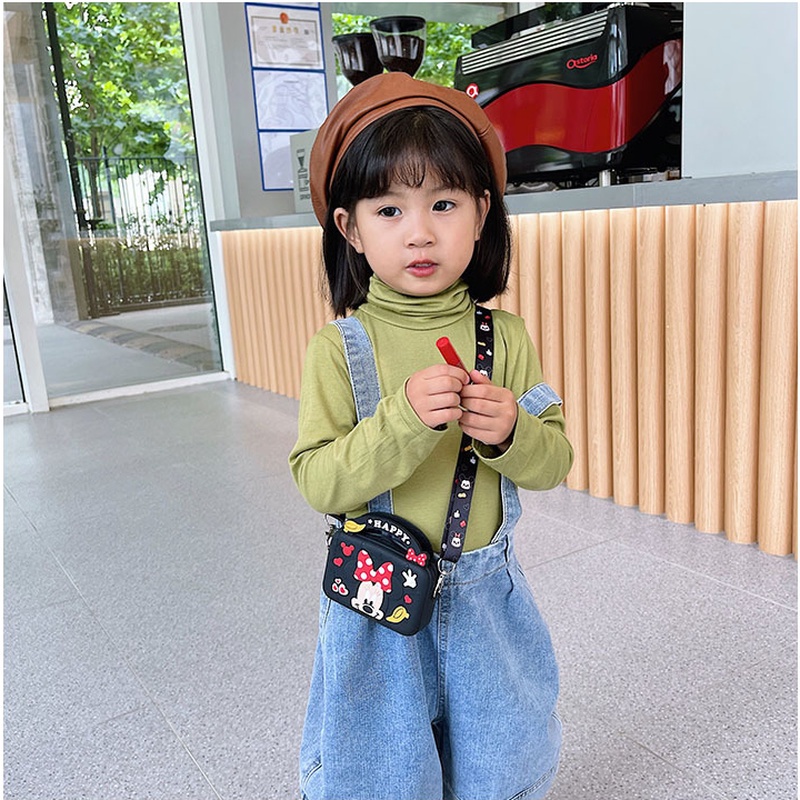 DISNEY Túi đeo chéo hình chuột Mickey Minnie dễ thương cho bé