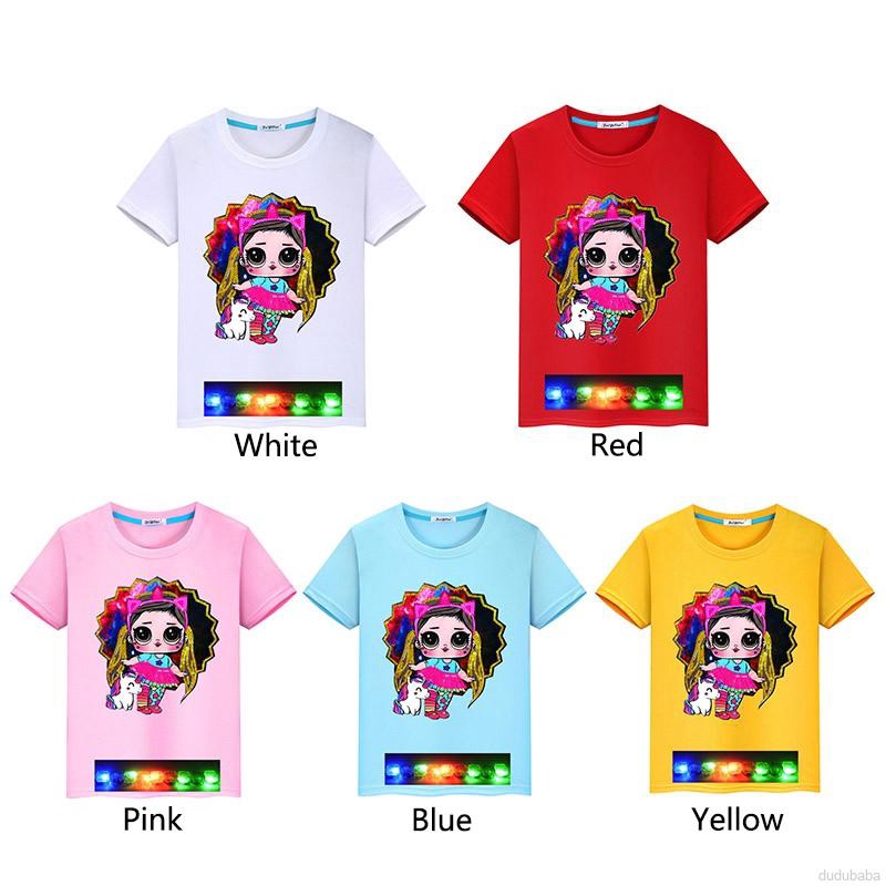 Áo thun tay ngắn vải cotton kiểu hoạt hình đính kim sa thời trang mùa hè cho bé gái