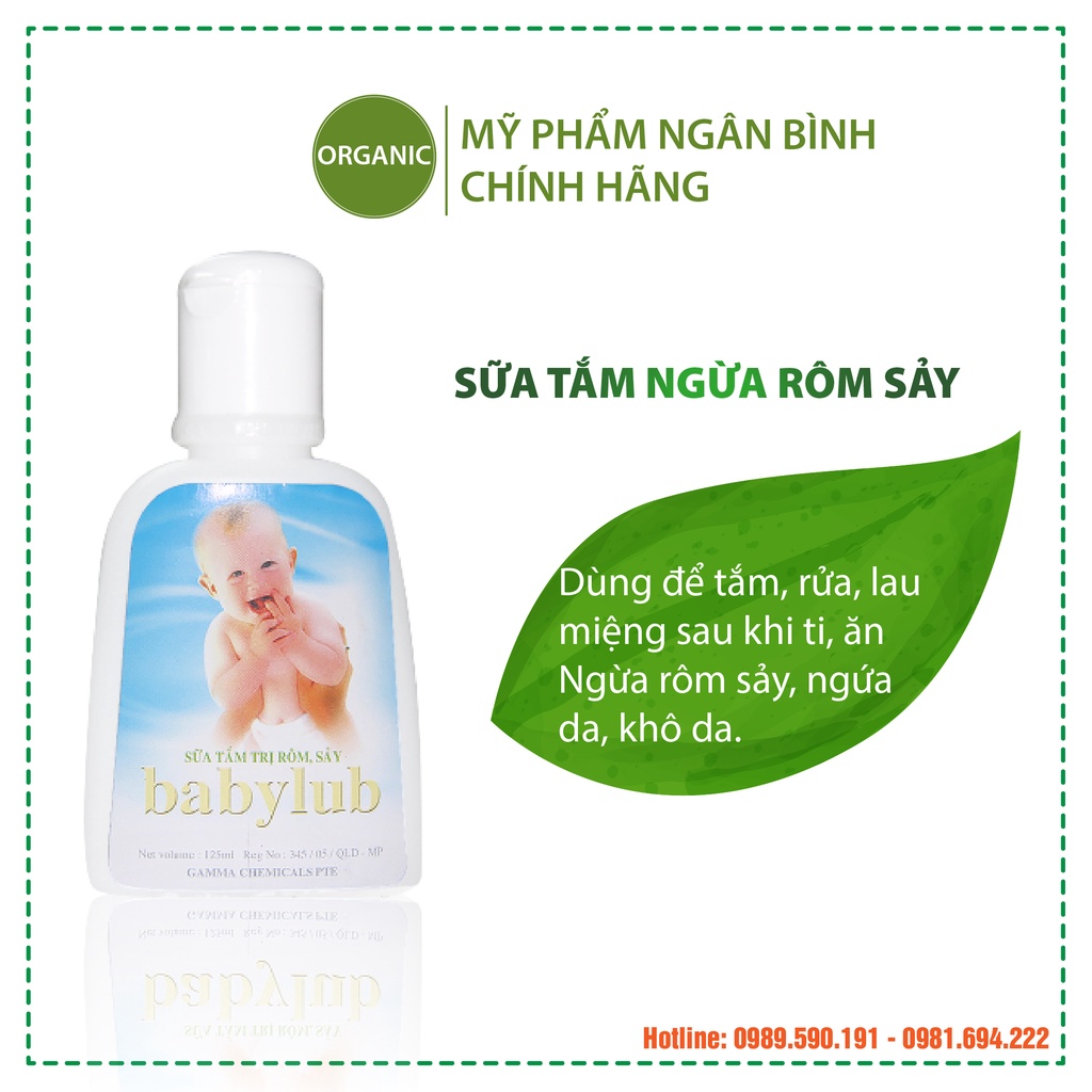 Sữa tắm rôm sảy Babylub ngừa rôm sảy, khô, ngứa da