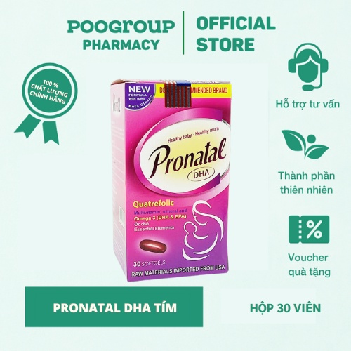 Viên uống Pronatal DHA (Tím) bổ sung DHA, sắt, acid folic, omega cho mẹ bầu, tăng cường đề kháng, giảm ốm nghén cho mẹ