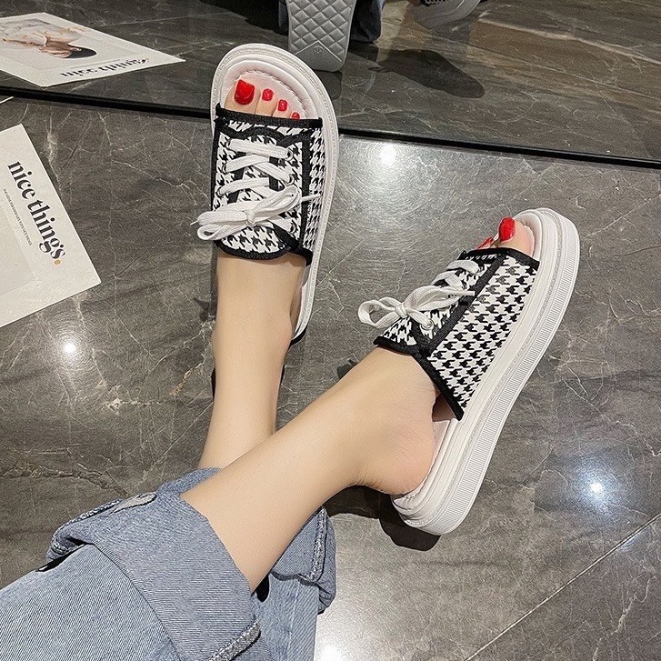 Dép quai ngang nữ Buộc Dây Thể Thao Kutee 2 màu cực độc