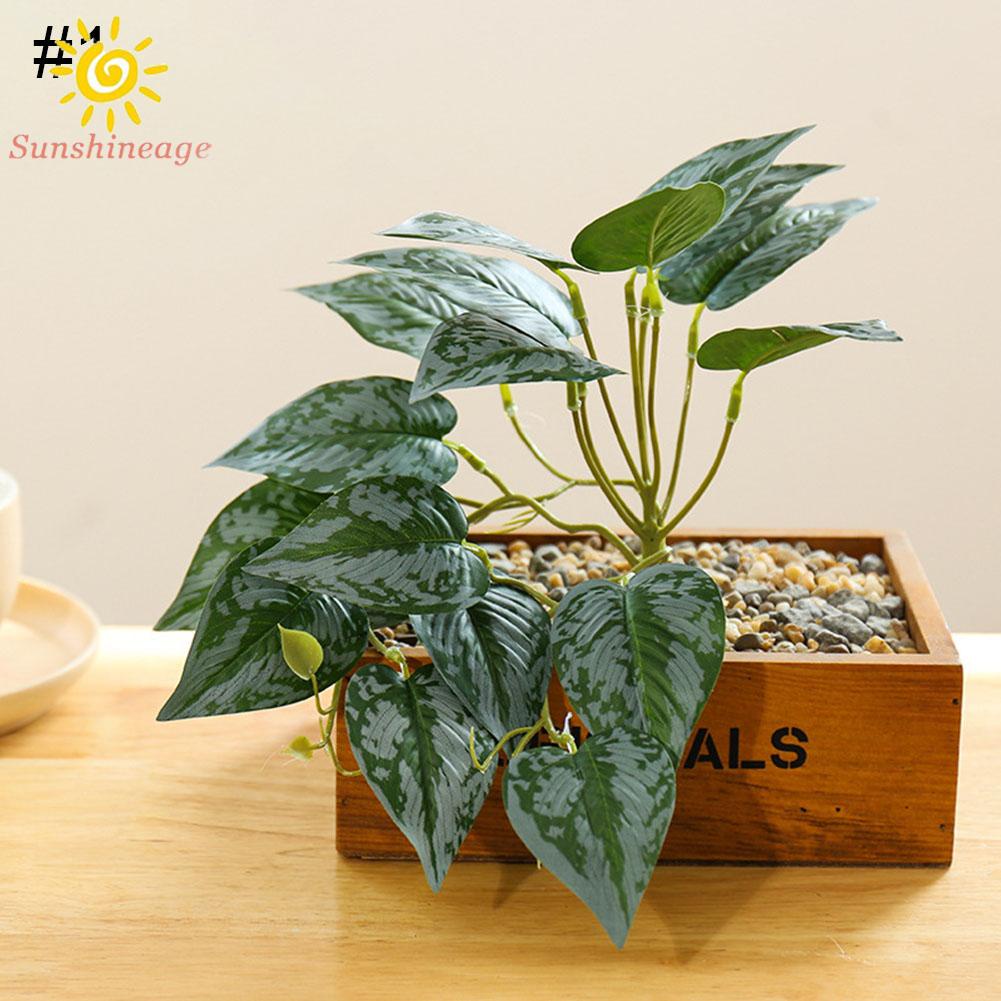 Plastic Outdoor Flower Fake False Plants Artificial Green Leaves Vivid-Grass
