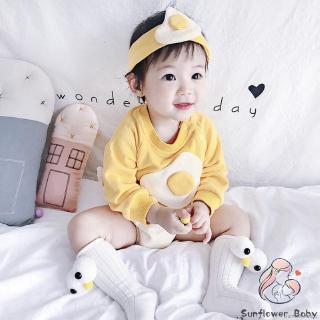 Áo tay dài có băng đô đội đầu hình trứng gà dễ thương cho bé gái