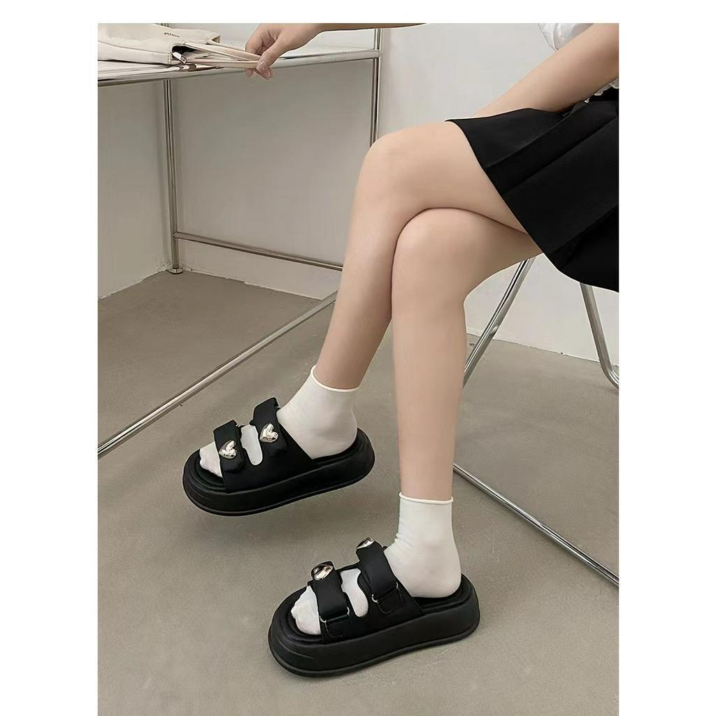 Dép Bánh Mì Đế Dày 4.5cm Màu Hồng / Trắng / Đen Thời Trang Mùa Hè 2023