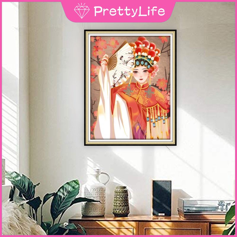 Bộ Tranh Đính Đá 5D Tự Làm 30x40cm / 40x50cm Hình Nhân Vật Opera Trang Trí Nhà Cửa