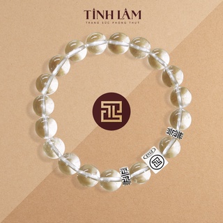TINH LÂM Vòng Tay Phong Thủy Đá Thạch Anh Trắng 10 Li
