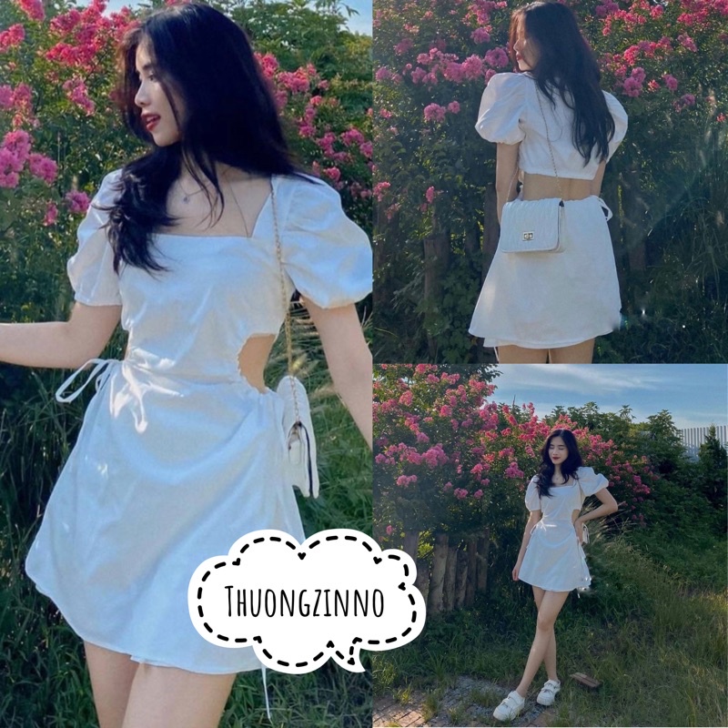 Váy hotgirl khoét eo tôn dáng Đầm quyến rũ ulzzang phong cách Hàn Quốc