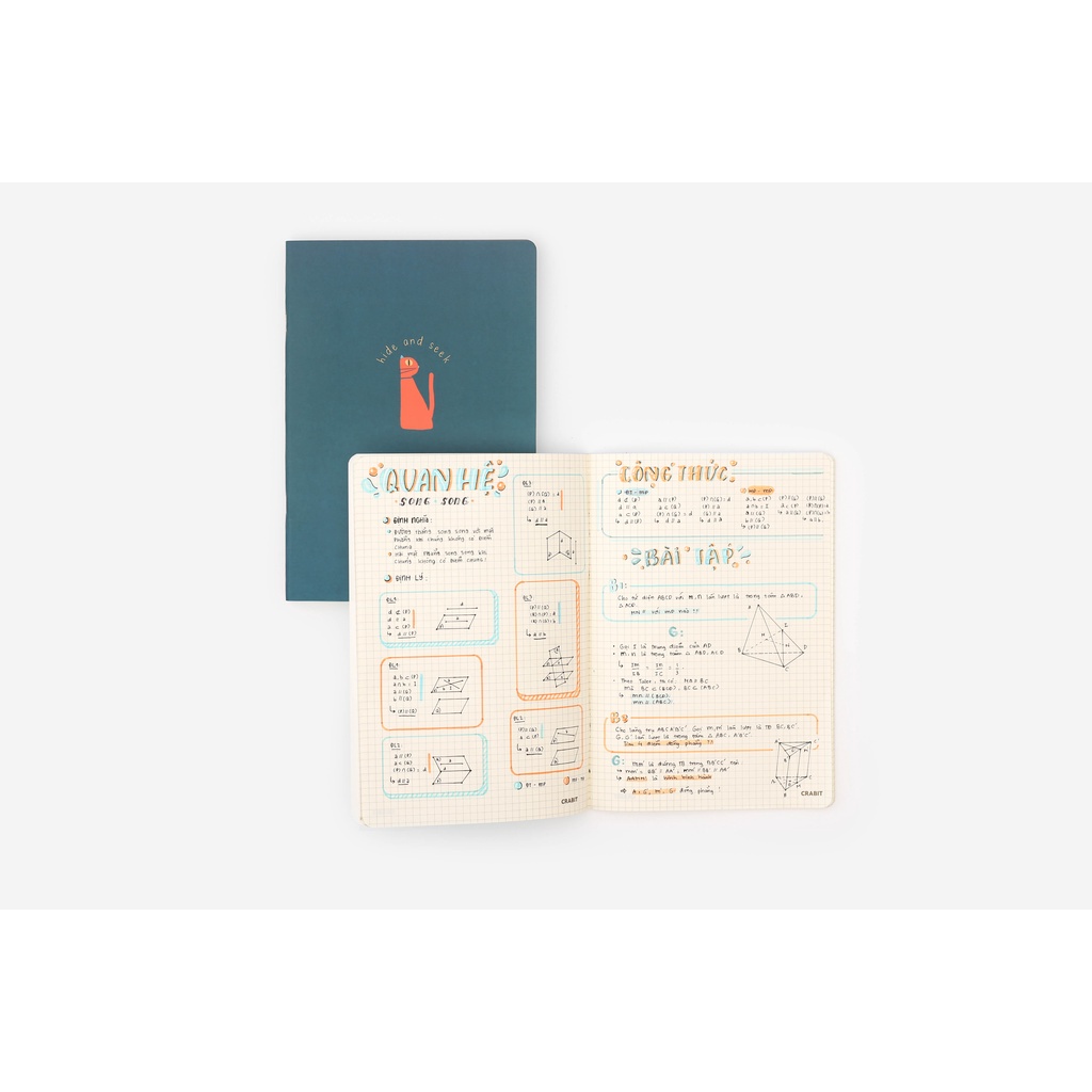 Set 3 Vở grid ô vuông 120 trang Crabit 70gsm