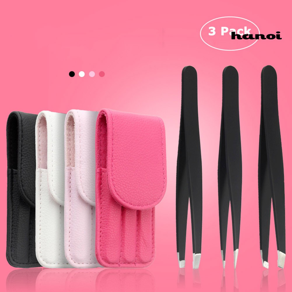 Set 3 Nhíp Tỉa Lông Mày Bằng Thép Không Gỉ Tiện Dụng