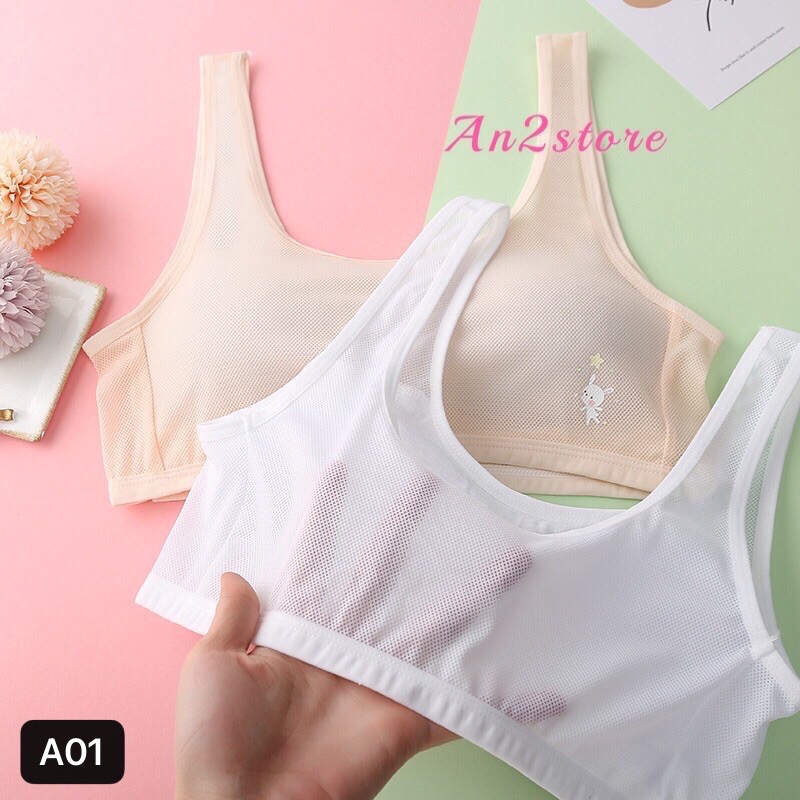 Áo lá bé gái mới lớn  - áo ngực học sinh 2 dây bản to đệm mỏng có thể rút lớp bông mút