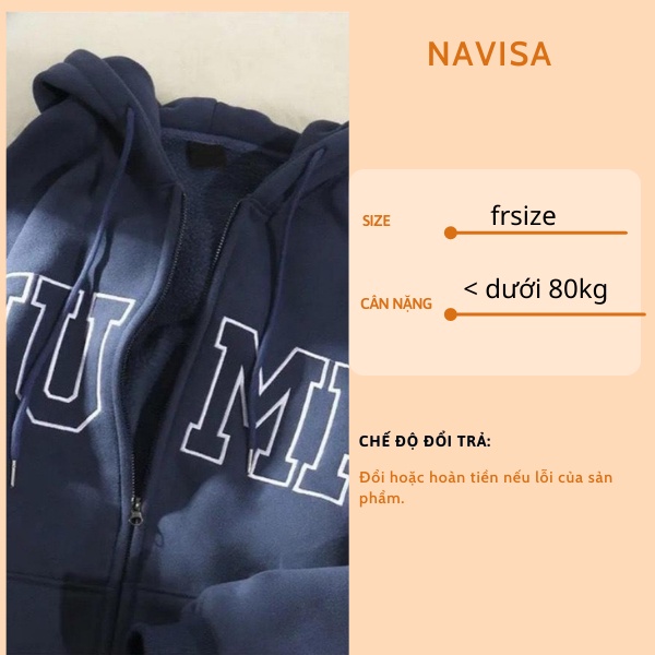 Áo khoác nỉ nữ hoodie form rộng cute hàn quốc NAVISA M405 | BigBuy360 - bigbuy360.vn