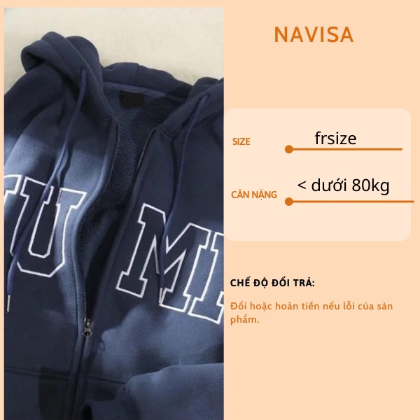Áo khoác nỉ nữ hoodie form rộng cute hàn quốc NAVISA M405