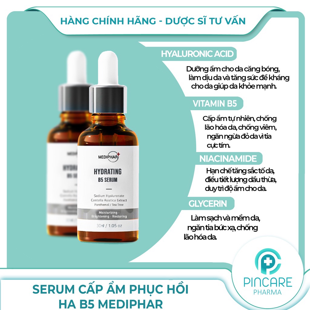 Serum B5 Mediphar 30ml cấp ẩm, phục hồi da, chống lão hóa- Hàng chính hãng - Nhà thuốc PinCare