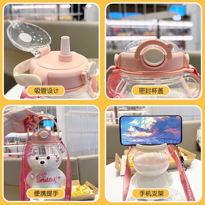 BÌNH ĐỰNG NƯỚC HÌNH GẤU KUTE SIÊU DỄ THƯƠNG DUNG TÍCH 1,1lit