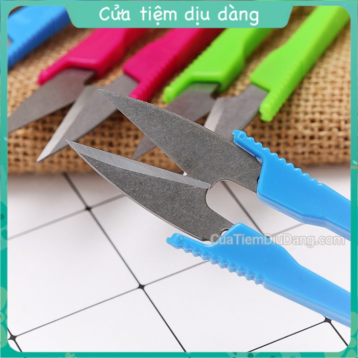 Kéo Bấm Chỉ dùng cho thêu thủ công - Kéo Cắt Chỉ Cán Nhựa Chữ U Nhiều Màu