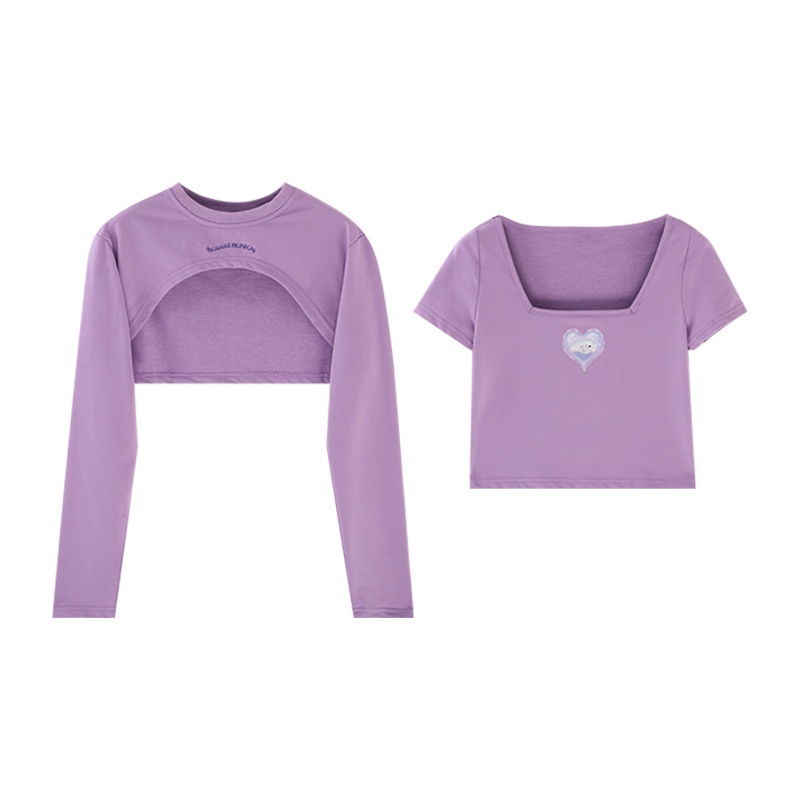 SUXI Áo thun dài tay thiết kế mới thời trang mùa thu theo phong cách hàn quốc dành cho nữ