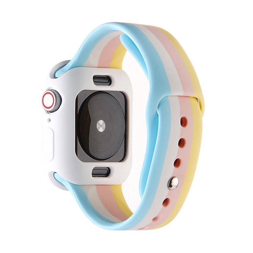 Dây Đeo Silicon Màu Cầu Vồng Cho Đồng Hồ Thông Minh Apple Watch 42mm 44mm 38mm 40mm Iwatch Series 6 SE 5 4 3 2 1