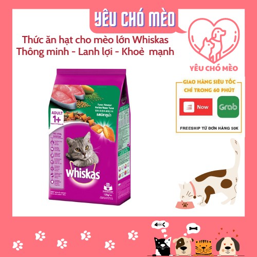 Thức ăn cho mèo lớn Whiskas - Thức ăn dạng hạt túi 1.2kg