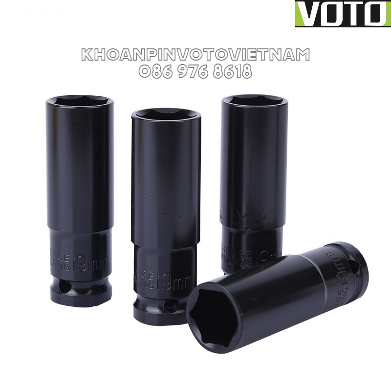 Đầu khẩu 1/2 8 - 32mm dài 78mm vặn bulong, đầu bulong, đầu tiếp màu đen Voto